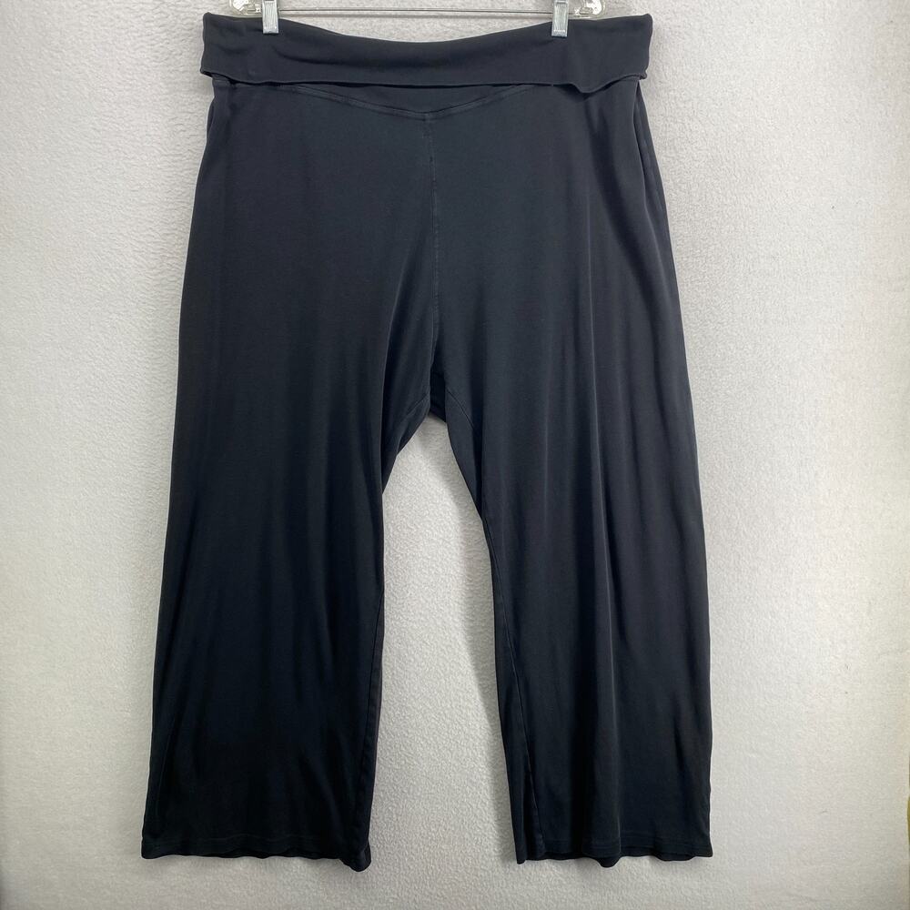 EILEEN FISHER GARNET HILL Pants XL Pajama PJ Cotton Jersey Wide Leg Crop Black